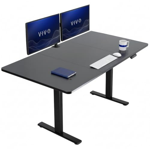 VIVO Electric Height Adjustable 180cm x 91cm Memory Stand Up Desk, Extra Deep Black Table Top, Black Frame, Standing Workstation with Preset Controller, 1B Series, DESK-KIT-1B7B-36