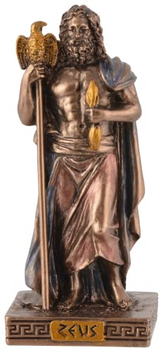 Veronese - Figura de dios griego Zeus en miniatura pintada en color bronce