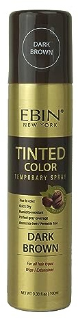Spray temporal de color tintado, 3.38 onzas, marrón oscuro, cobertura perfecta para cabello gris, spray temporal para retoque de raíz