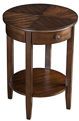 NOGRAX Side Table Massives Holzlicht Luxus Kleiner Beistelltisch, Tee -Eckschrank, runder Tisch, Sofa -Beistelltisch, antiker Pflanzerregal mit kleinen Schubladen Side Table