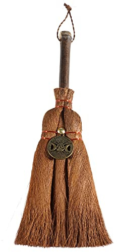 Soulnioi 9.4 Witch Altar Broom Miniature Pentagram Wicca Brush Mane Broomstick for Magic Ceremonial, Halloween Wiccan Ritual (Tree of Life)