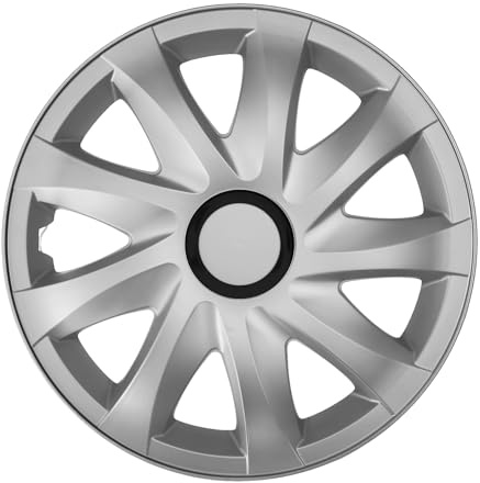 Luckyberg Radkappen 14 Zoll Kando | Zierkappen in vielen Farben, Radzierblenden 4er-Set für die meisten Automarken und Stahlfelgen. Felgenabdeckung für Autofelgen. (14 - Silver)