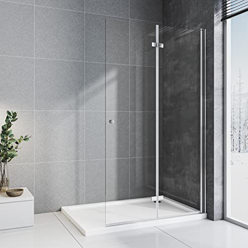 Walk in Duschabtrennung 80x185 cm Faltbar Dusche Duschtrennwand aus 6mm ESG-Sicherheitsglas Begehbare Duschwand