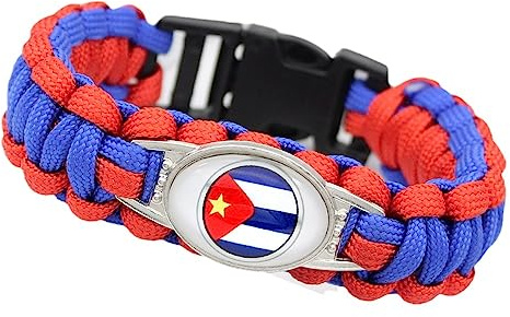 GONMFKM Modische Bunte Geflochtene Armbänder, Kuba Flaggen Charm Paracord Armband Für Männer Und Frauen, Handgefertigtes Mehrschichtiges Geflochtenes Lederarmband Für Paare, Schmuckgeschenk, Wie Abg
