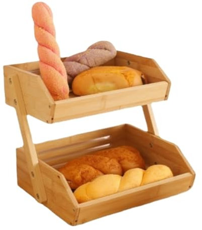 ASHSDI Corbeille à Fruits Panier Fruit, Panier À Fruits En Bois, Bol À Fruits À 2 Niveaux, Panier À Fruits Pour Support De Rangement Cuisine Quotidienne