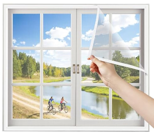 Falttür Mückennetz Fenster 130x170cm Weiß Insektenschutzgitter Insektenschutz Fenster für Balkontür Wohnzimmer Terrassentür