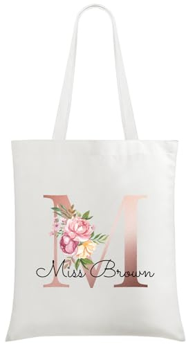Fyore Personnalisable Tote bag, Sac Tote bag en Toile Avec Nom et Texte Personnalisés, Sac Tissu, Sac En Toile, Sac Coton Cabas Réutilisable