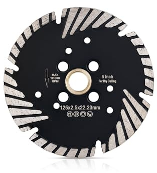 Solidure Turbo Diamant-Trennscheibe Beton 125mm x 22,23 mm,Universal Trennscheibe 125mm für zum Schneiden Schleifen Granit Marmor Beton Fliesen
