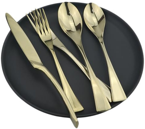 Ensemble de couverts en argenterie, 5/20/30/40/50/60 pièces Ensemble de vaisselle en acier inoxydable bleu Couteau de table et fourchette en acier inoxydable Cuillère Couteau à steak et fourchette d'h