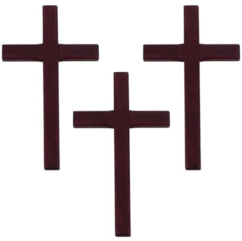 SUNNYCLUE 6pcs Wooden Crosses Wall Decor Handheld Crosses Large Coconut Brown Holding Hanging Prayer Wood Crucifix Decors for Wall Wedding Party Home Office Easter Adults Decoration