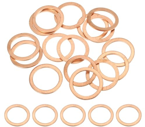 PATIKIL 15pcs Arandela de Cobre M20, Anillo de Sellado, 26x20x1.5mm(OD*ID*Grosor) Junta Plana Métrica Crush Accesorios Hidráulicos para Tornillos Perno Tapones de Cárter Drenaje de Aceite