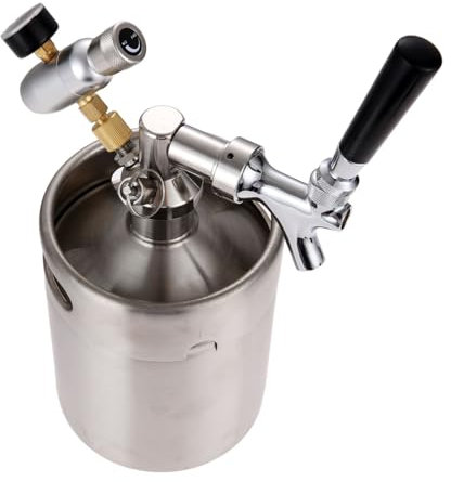 LCQSYE Grifos de Barril de Cerveza Mini Barril de Cerveza de Acero Inoxidable de 2L con dispensador de Cerveza presurizado con Grifo Herramientas para embarrila