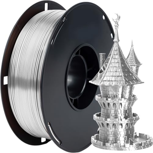 3D Drucker Filament 1,75mm PLA - Silk Filament-3D-Druckmaterialien, Maßgenauigkeit +/-0,02mm, Kompatibel mit FDM-Drucker, 1KG(2,2lbs)/Spool (Silk Silber)