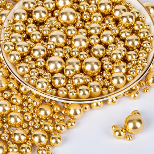 Twisweet Zuckerperlen Gold 130g, Essbare Streusel zur Tortendekoration | Perlenstreusel in verschiedenen Größen für Torten, Cupcakes, Kekse und Eis; ideal für Hochzeiten, Geburtstage und Weihnachten
