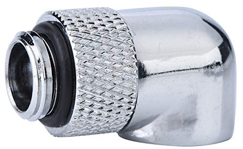 Racor de Latón Angular G1/4, Conector Giratorio 90 Grados para Refrigeración por Agua, con Junta de Silicona, Plateado