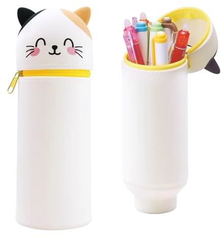 EEPLUYTY Kawaii Federmäppchen, 2-In-1 Weiche Silikontasche - Kawaii, Kawaii Federmäppchen, Silikon, Stile (DREI Blumen)