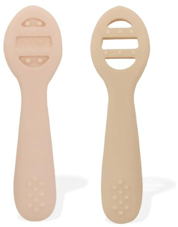 Cucchiai di Apprendimento in Silicone, 2 Pezzi Cucchiaino Svezzamento Silicone, ucchiaino Svezzamento Senza BPA, Per Neonati che Imparano a Mangiare da Soli, Lavabile in Lavastoviglie