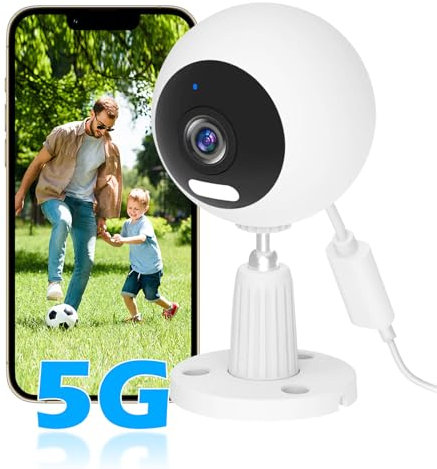 GUOANVISION Telecamera di sorveglianza esterna/interna, 5 G WLAN telecamera di sorveglianza interna, baby monitor, IP65, impermeabile per cani, visione notturna, funzione di interfono SD e cloud