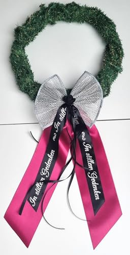 CaPiSo 20x40cm Fertigschleife Kranzschleife Rose Trauerschleife Trauer Grabschleife Gedenken Schleife Beerdigung Urnenbeisetzung Grabschmuck OHNE Kranz (Bordeaux-Schwarz) | Trauer, Grabschleife, Gedenken, Beerdigung, Urnenbeisetzung, Grabschmuck, Ohne Kranz