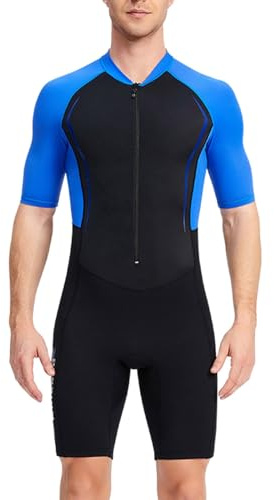 RUMAOZIA Muta corta da uomo, in neoprene, con chiusura lampo, a maniche corte, per immersioni, pesca, snorkeling, surf, canoa per sport acquatici