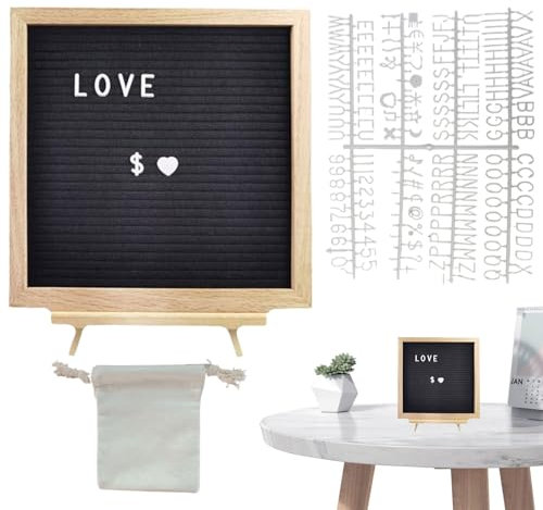 Letter Board Schild | Holzrahmen Mit Filzfläche Und Wechselbaren Buchstaben | Individuell Beschreibbare Nachrichtentafel Für Schule Krankenhaus Café Geschäft