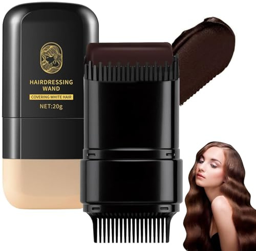 Vibbang Haarfärbestift, 2-in-1 Instant Haarfärbekamm mit Farbe, Graue Haare Abdecken, Wasserfester und Schweißfester Haarfärbepinsel, Graues Haar Instant Hair Color Stick, für Männer Frauen (Braun)