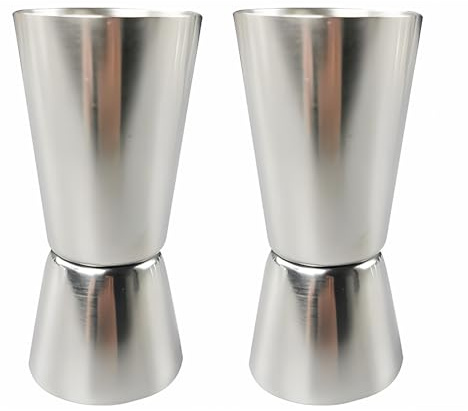 2er Pack Cocktail Messbecher 2CL & 4CL, Doppelter Jigger,Cocktail Messbecher, Messbecher Edelstahl, Spirituosen Messbecher für Gin, Whiskey,Cocktail Zubehör,Wein Drink Shaker