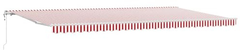 vidaXL Toldo Retráctil Automático con Rayas Rojas y Blancas de 600 x 300 cm. Resistente a los Rayos UV y Repelente al Agua Crear Sombra en el Exterior. Motorizado, Ideal para el jardí