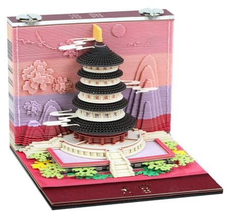 4 Typen Chinesischer 3D-Kalender Notizblock Schloss 3D Memoblock Kalender 2026 Künstlerpapier Geschenkwürfel Geburtstag Notizblock Notiz 3D