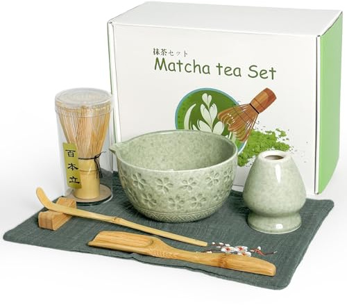 GUDELAK 7 Stück Matcha Set Grün, Keramik Macha Tea Set für Matcha-Liebhaber