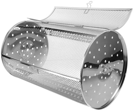 FUTUREORYY Rotisserie Drum Basket Stainless Steel Oven Roaster Cage with Rotating Design for Even Heating Bbq Grill Accessories for Meat Nuts Fish Suitable for Electric Oven Baking