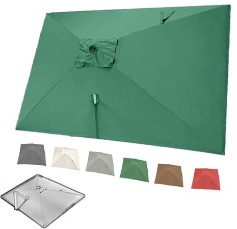 Tettoia di ricambio per ombrellone offset, 3 x 3 m, verde scuro, copertura per ombrellone da giardino, resistente e impermeabile