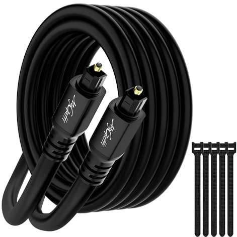 Mygatti Optisches Audiokabel 15m, Toslink Optical Digital Audio Kabel (S/PDIF Verlustfreie Klangqualität), Lichtleiterkabel für Heimkino, Soundbar, DVD Player, PS4/Xbox One, TV usw. +5 Kabelbinder