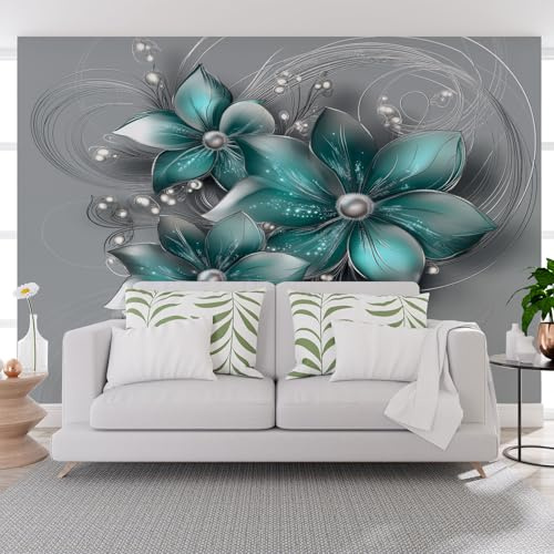 Wallpaper for Bedroom Wall Art Murals, Abstract 3D Geometric Floral 200x140cm(W x H) Non-Woven Photo Wallpaper 3D Effect, Abstract Floral Wall Mural Wallpapers for Living Room