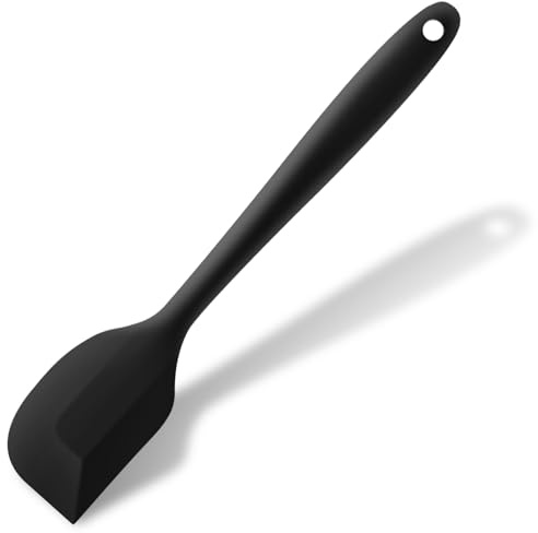 Large Silicone Spatula Heat Resistant Rubber Spatula with Seamless Design | Black Spatulas with Long handle, No Scratches Kitchen Spatulas for Cooking Baking Mixing, Dishwasher Safe, 27.5×5.5cm