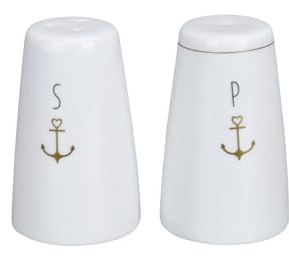Krasilnikoff - Salz & Pfeffer Streuer im Set - Anchor, gold - Anker