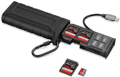 Lettore di schede SD 2 in 1 ad alta velocità USB 3.2 tipo C SD/Micro SD/TF/Nano custodia da trasporto per lettore di schede SD 4.0, adattatore per fotocamere, smartphone, droni, action camera
