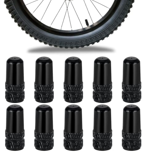 10 tapones de válvula Presta para bicicletas - Tapones antipolvo para válvulas francesas, negros, accesorios para neumáticos de carretera y montaña