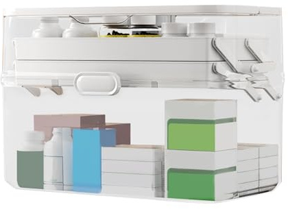 Genérico Organizador De Medicamentos: Organizador Transparente De De Medicamentos, Estuche Farmacéutico De Gran Capacidad, De Disposición De Compartimentos Transparentes, Solución De Almacenamient