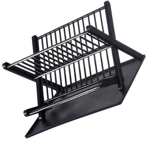 Dish Drying Rack Folding Kitchen Drainer Black | Drain Tray Design, Compact Storage, Hotel Use, Plate Drying Rack Kitchen, Dish Washing Rack