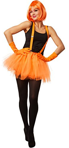dressforfun Gonna in Tulle a tutù con Bretelle | tutù con Elastico e Sottogonna in Raso | Ideale Anche per Feste di Addio al Celibato e Spiritoso Corpo di Ballo (L/XL, Arancione)