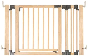 Safetots Divisorio Multipannello in Legno, Fino a 116cm, Legno Naturale, 76cm di Altezza, Barriera Versatile a più Pannelli, Divisorio per Stanze con Cancelletto per Bambini e Neonati