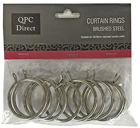 QPC DIRECT 42mm Diameter Large Heavy Duty Metal Curtain Rings, 10 PACK (Brushed Silver)