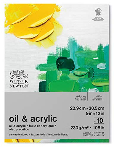 Winsor & Newton 6532008 Oil and Acrylic Pad, 10 Sheet, 230gsm, 9 x 12, Pack of 6, White