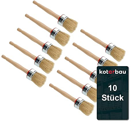 KOTARBAU® 10er Set Rundpinsel 45 mm Ringpinsel Lasurpinsel Lackierpinsel Malerpinsel Holzpinsel für Renovierungsarbeiten