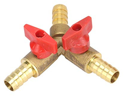 3 Way Hose Connector, Y Shape Brass Ball Valve Connector HATOOLHA® Shut Off Coupling Splitter Ball Valve for Water Oil Gas (10mm)