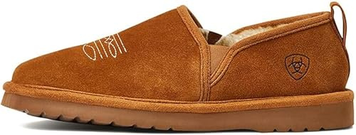 ARIAT Lasso Men's Suede Slippers, Wide Square Toe Closed Back, Chestnut, 13