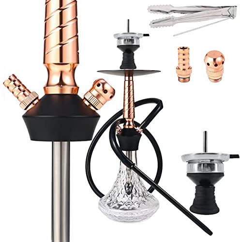 RMAN Cachimba 50 cm Shisha Hookah Completa Set Narghile de Aluminio | Con Accesorios Shisha, Down Stem de Acero Inoxidable, Manguera de Silicona Lavable, Difusor, Cazoleta, Pinzas de Carbón