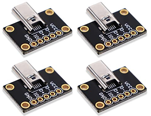 Treedix 4pcs USB MicroB Plug Breakout board 5pin Male Connector Adapter Module Compatible with Arduino for Electronics Projects