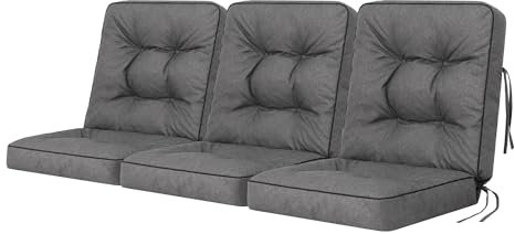 Bjird Bankauflage für Gartenmöbel, Gartenbank, Polsterauflage für Hollywoodschaukel, Auflagen für Gartenschaukelkissen, Sitzkissen, Stuhlauflage, Indoor/Outdoor - Grau - 150 cm (3 x 50 cm)